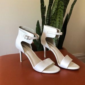 BCBG White Stiletto Sandals
